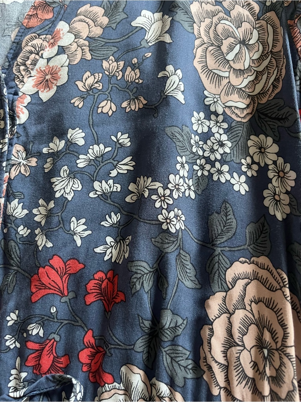 Loft Floral Long Sleeve Navy Swing Dress with Blooms Women’s size small - Picture 7 of 12